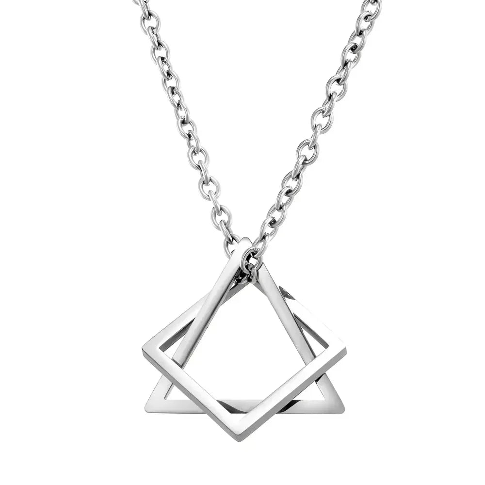 Interlocking Square Triangle Pendant for Men - Modern Geometry Jewelry - Buzzastore