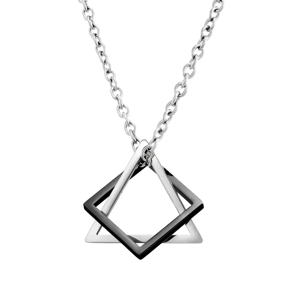 Interlocking Square Triangle Pendant for Men - Modern Geometry Jewelry - Buzzastore
