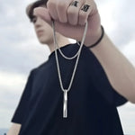 Interlocking Square Triangle Pendant for Men - Modern Geometry Jewelry - Buzzastore