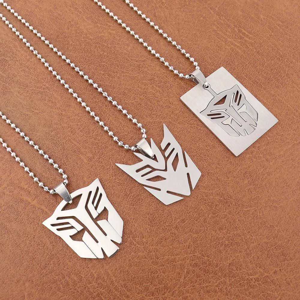 Optimus Prime Decepticon Logo Pendant Necklace - Mens Punk Fashion Jewelry - Buzzastore