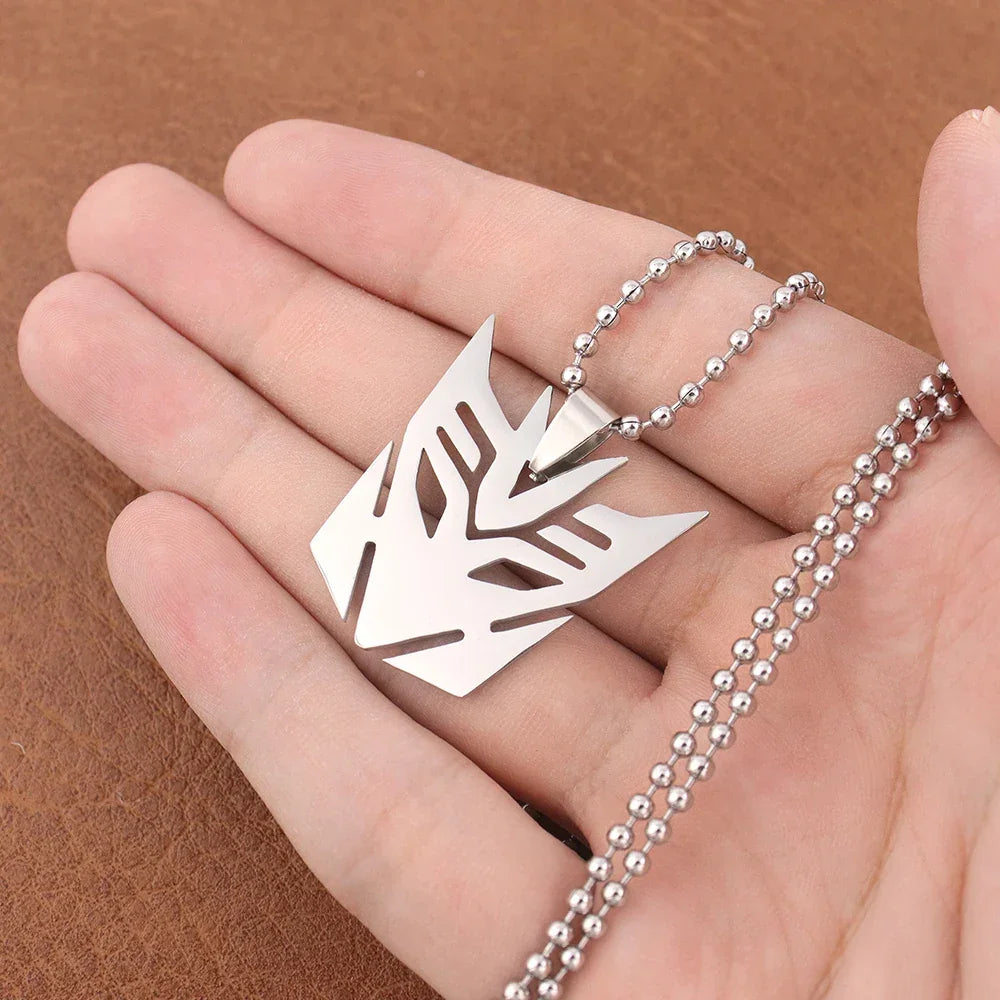 Optimus Prime Decepticon Logo Pendant Necklace - Mens Punk Fashion Jewelry - Buzzastore