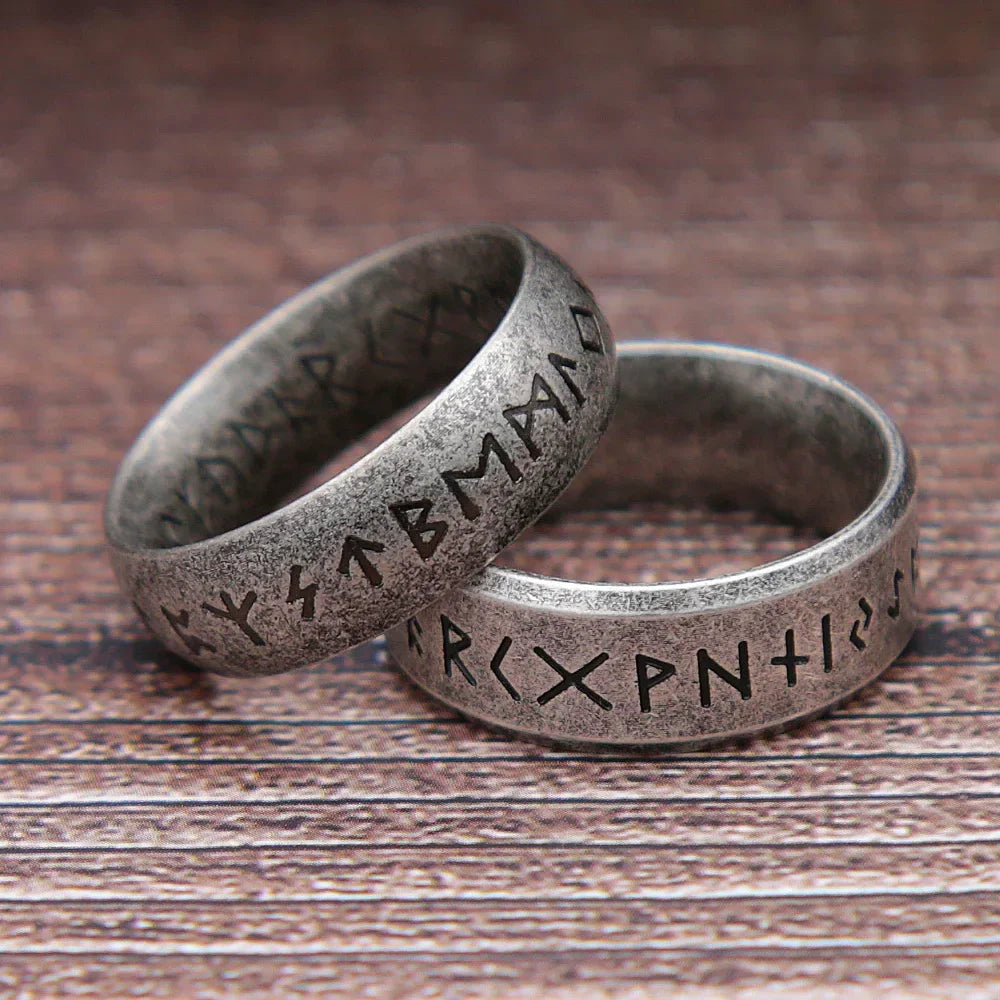 Viking Rune Ring in 316L Stainless Steel for Men and Women - Odin Letter Amulet Jewelry Gift - Buzzastore