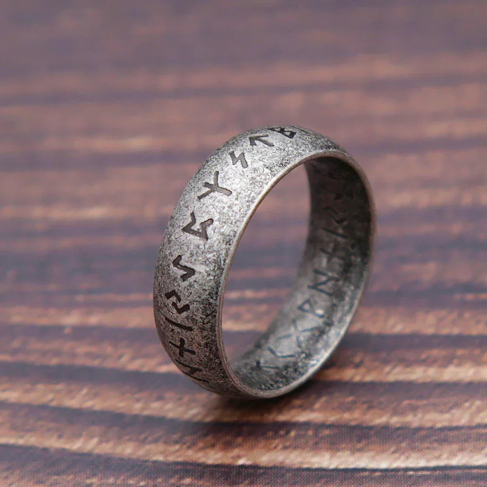 Viking Rune Ring in 316L Stainless Steel for Men and Women - Odin Letter Amulet Jewelry Gift - Buzzastore