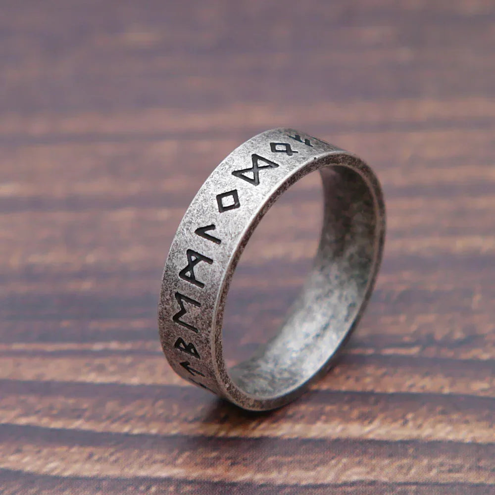 Viking Rune Ring in 316L Stainless Steel for Men and Women - Odin Letter Amulet Jewelry Gift - Buzzastore