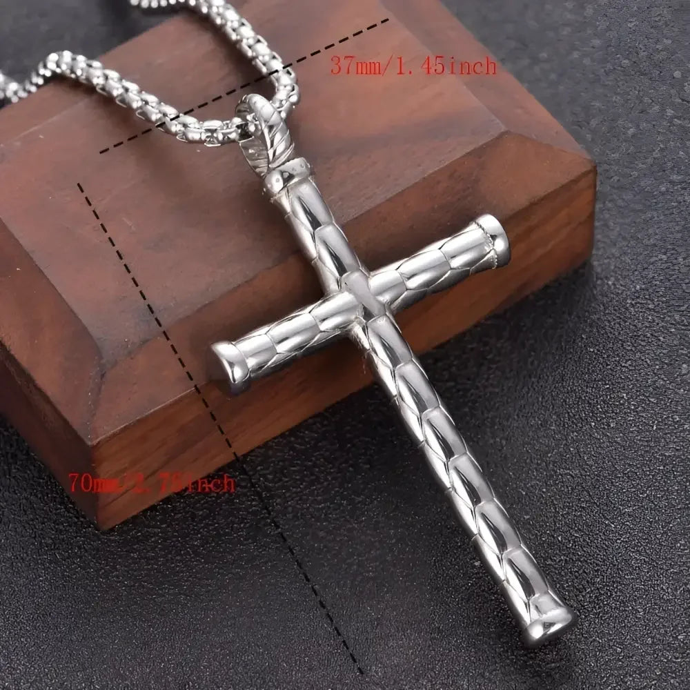 Gold Stainless Steel Cross Pendant Necklace Elegant Religious Jewelry - Buzzastore