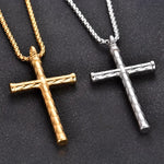 Gold Stainless Steel Cross Pendant Necklace Elegant Religious Jewelry - Buzzastore