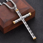 Gold Stainless Steel Cross Pendant Necklace Elegant Religious Jewelry - Buzzastore