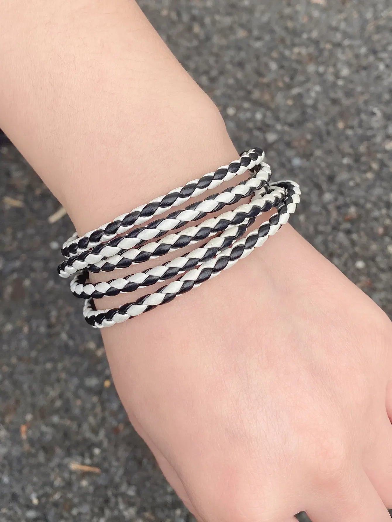 Mens Leather Multilayer Bracelet - Handmade Black White Bangles for Women Stylish Jewelry Gift - Buzzastore