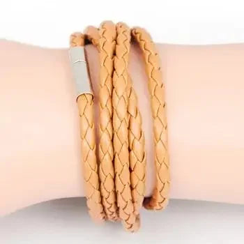 Mens Leather Multilayer Bracelet - Handmade Black White Bangles for Women Stylish Jewelry Gift - Buzzastore
