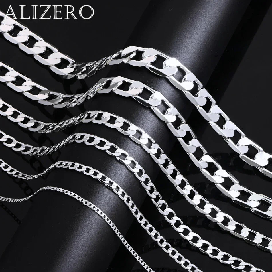 Mens 925 Sterling Silver Face Chain Necklace Available in 2-12MM Widths 40-75cm Lengths Lobster Clasp Perfect for Engagement Gifts - Buzzastore