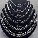 Mens 925 Sterling Silver Face Chain Necklace Available in 2-12MM Widths 40-75cm Lengths Lobster Clasp Perfect for Engagement Gifts - Buzzastore