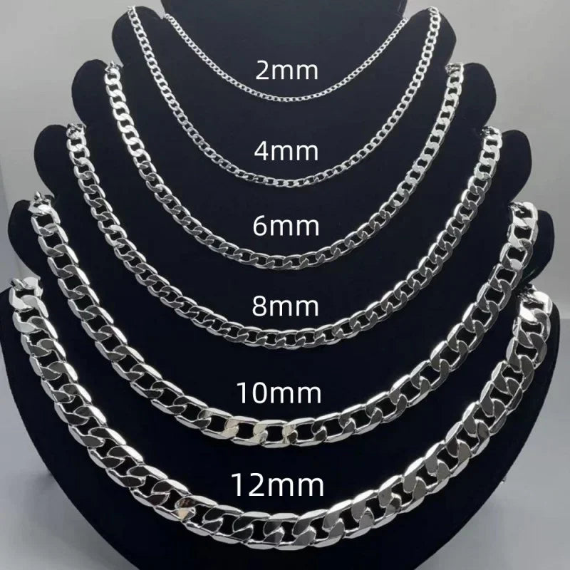 Mens 925 Sterling Silver Face Chain Necklace Available in 2-12MM Widths 40-75cm Lengths Lobster Clasp Perfect for Engagement Gifts - Buzzastore