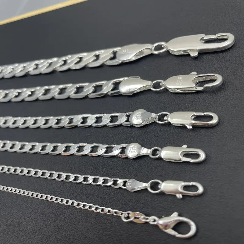 Mens 925 Sterling Silver Face Chain Necklace Available in 2-12MM Widths 40-75cm Lengths Lobster Clasp Perfect for Engagement Gifts - Buzzastore