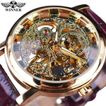 T-Winner Mechanical Wristwatch with Brown Leather Strap - Elegant Timepiece for Men - Buzzastore
