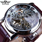 T-Winner Mechanical Wristwatch with Brown Leather Strap - Elegant Timepiece for Men - Buzzastore