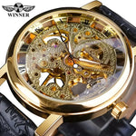T-Winner Mechanical Wristwatch with Brown Leather Strap - Elegant Timepiece for Men - Buzzastore