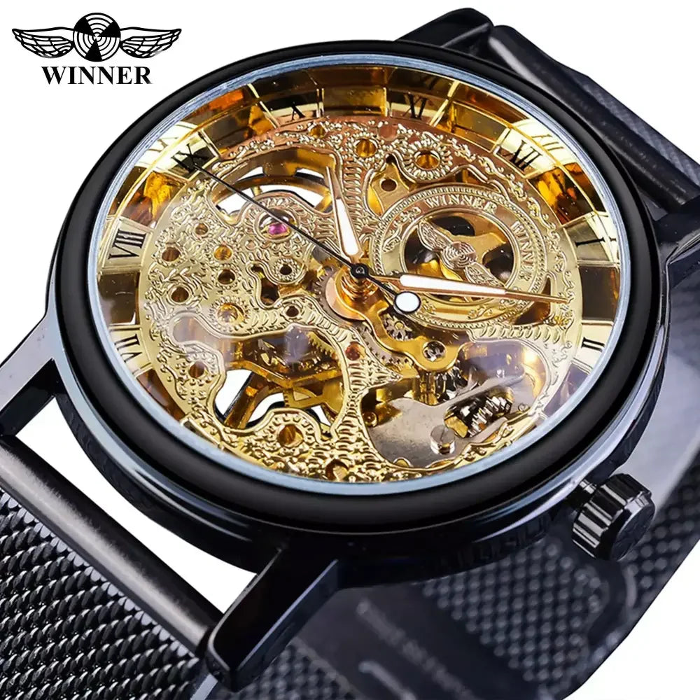 T-Winner Mechanical Wristwatch with Brown Leather Strap - Elegant Timepiece for Men - Buzzastore