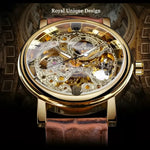 T-Winner Mechanical Wristwatch with Brown Leather Strap - Elegant Timepiece for Men - Buzzastore
