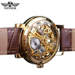 T-Winner Mechanical Wristwatch with Brown Leather Strap - Elegant Timepiece for Men - Buzzastore