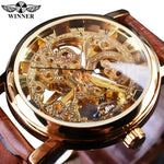 T-Winner Mechanical Wristwatch with Brown Leather Strap - Elegant Timepiece for Men - Buzzastore