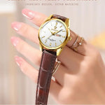 Luxury Waterproof Couples Watch for Men and Women - Quartz Calendar Timepiece with Leather Strap - Buzzastore