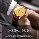 Luxury Waterproof Couples Watch for Men and Women - Quartz Calendar Timepiece with Leather Strap - Buzzastore