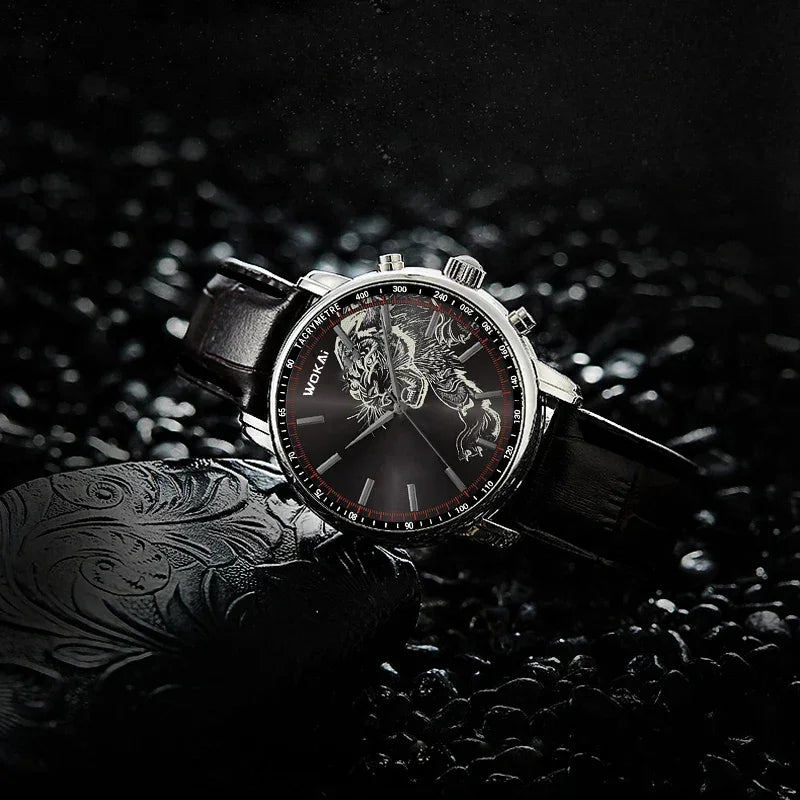 Mens Casual Quartz Watch with Three Eyes and Six Stitch Design - Stylish Leisure Strap - Buzzastore