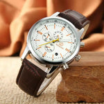Mens Casual Quartz Watch with Three Eyes and Six Stitch Design - Stylish Leisure Strap - Buzzastore