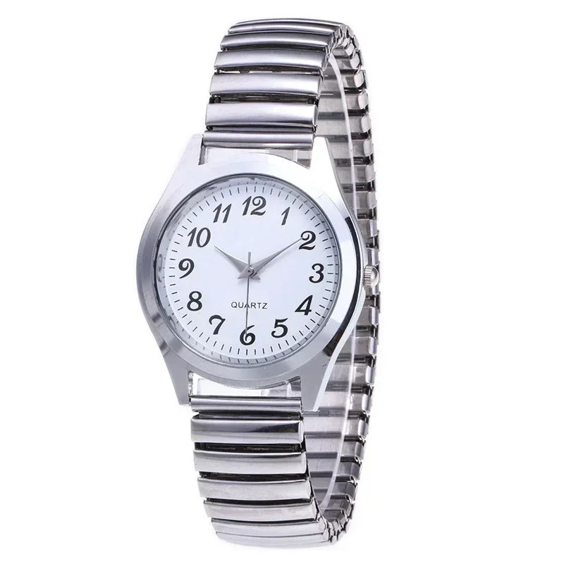 Couples Stainless Steel Quartz Wristwatch with Elastic Strap - Elegant Business Style for Men and Women - Buzzastore