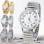 Stainless Steel Couple Wrist Watches with Alloy Band - Business Quartz Movement Elastic Strap - Buzzastore