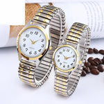 Stainless Steel Couple Wrist Watches with Alloy Band - Business Quartz Movement Elastic Strap - Buzzastore