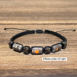 Mens Braided Beach Bracelet with Yooperlite Bloodstone Beads - UV Reactive Crystal Jewelry Gift - Buzzastore