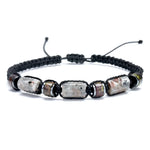 Mens Braided Beach Bracelet with Yooperlite Bloodstone Beads - UV Reactive Crystal Jewelry Gift - Buzzastore