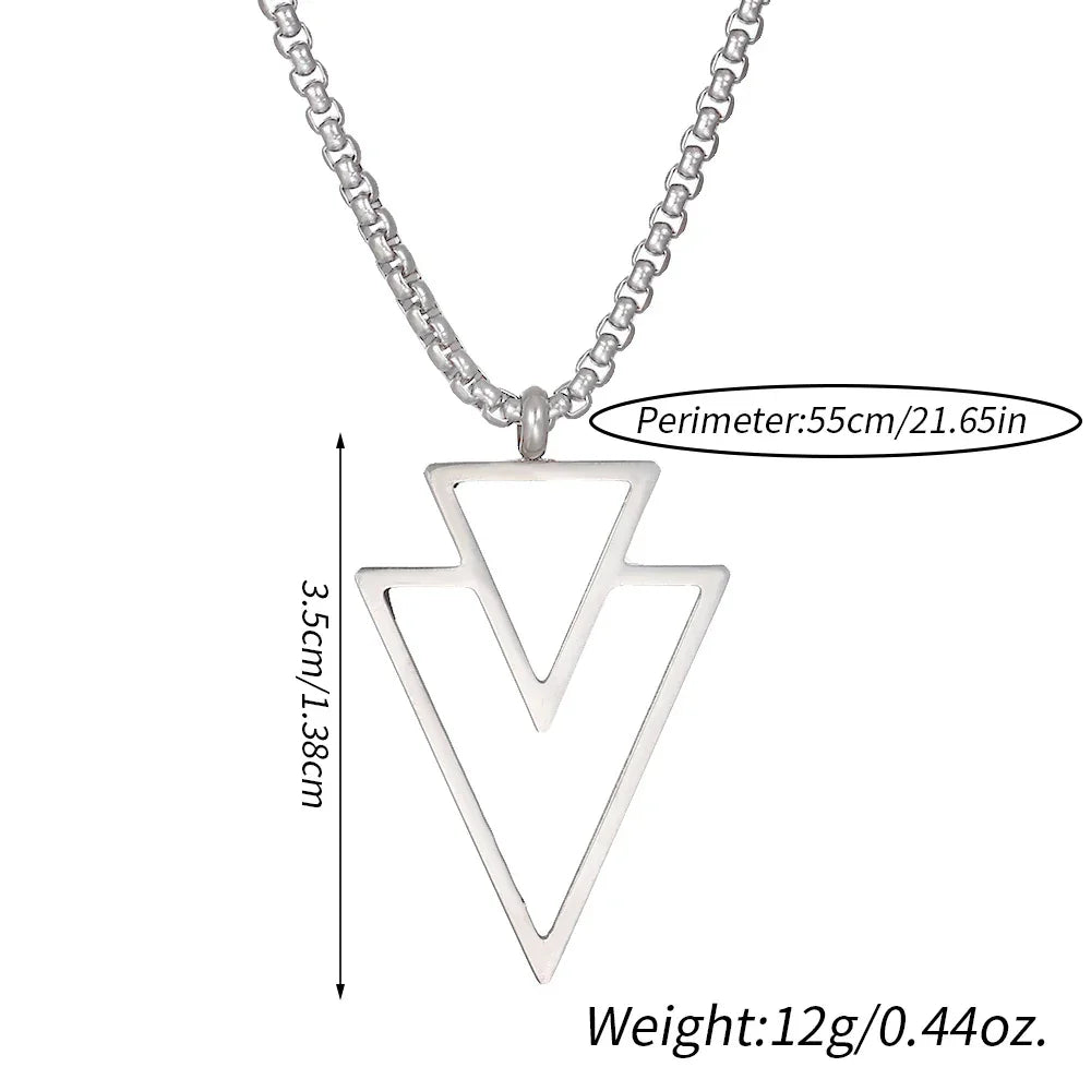 Punk Triangle Stainless Steel Pendant Necklace for Men - Stylish Party Jewelry Gift No Fade Color - Buzzastore