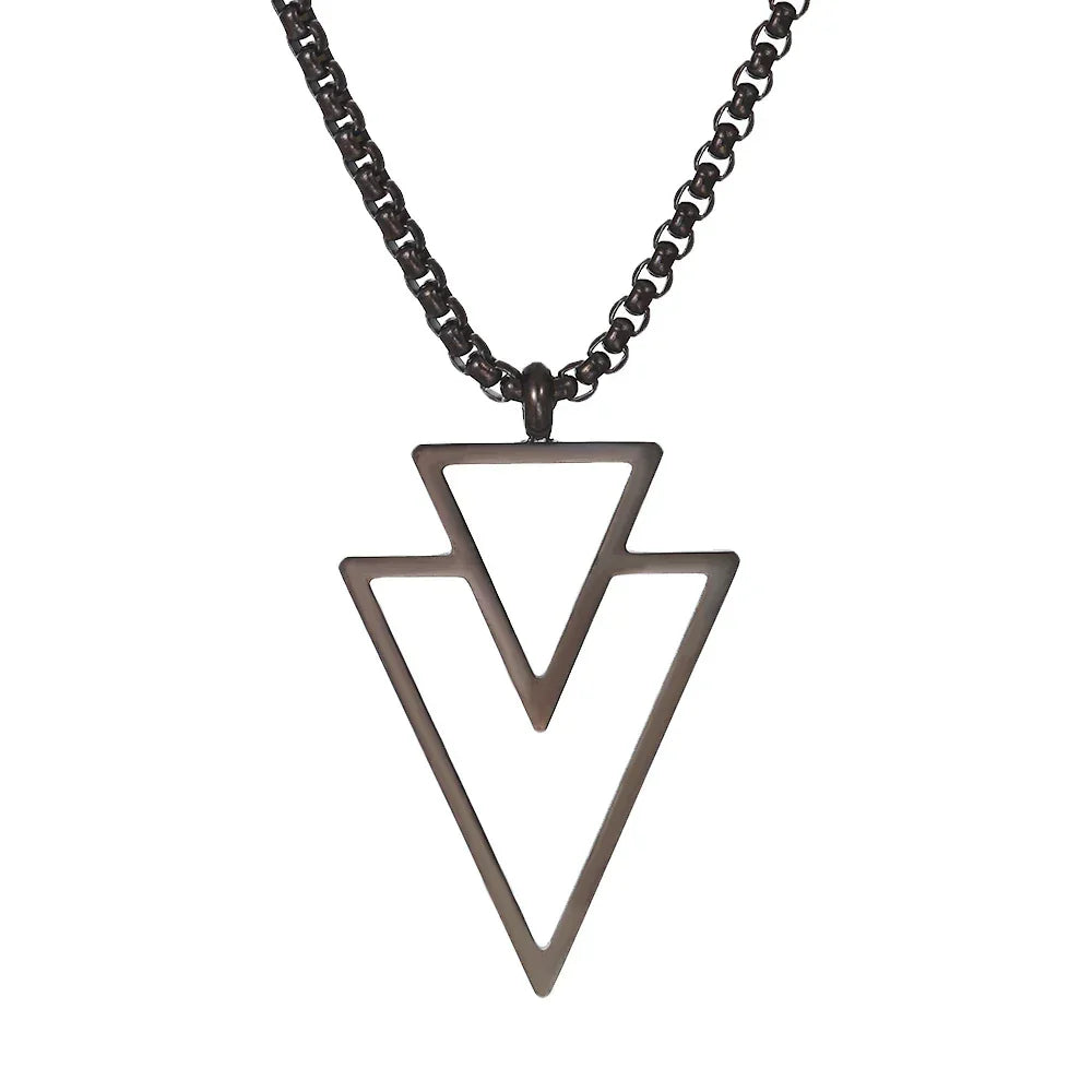 Punk Triangle Stainless Steel Pendant Necklace for Men - Stylish Party Jewelry Gift No Fade Color - Buzzastore