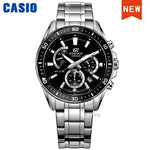 Silver Casio Edifice wristwatch displayed as a high-quality watch accessory for business attire
