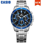 Silver and blue Casio Edifice watch, stylish men’s jewelry accessory with chronograph features