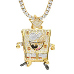 Diamond-encrusted SpongeBob SquarePants pendant necklace.