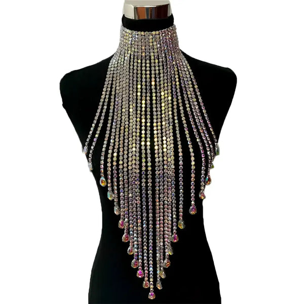 Rhinestone-studded halter top.