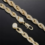 Gold-toned, diamond-studded chain necklace.