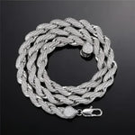 Silver braided diamond necklace.