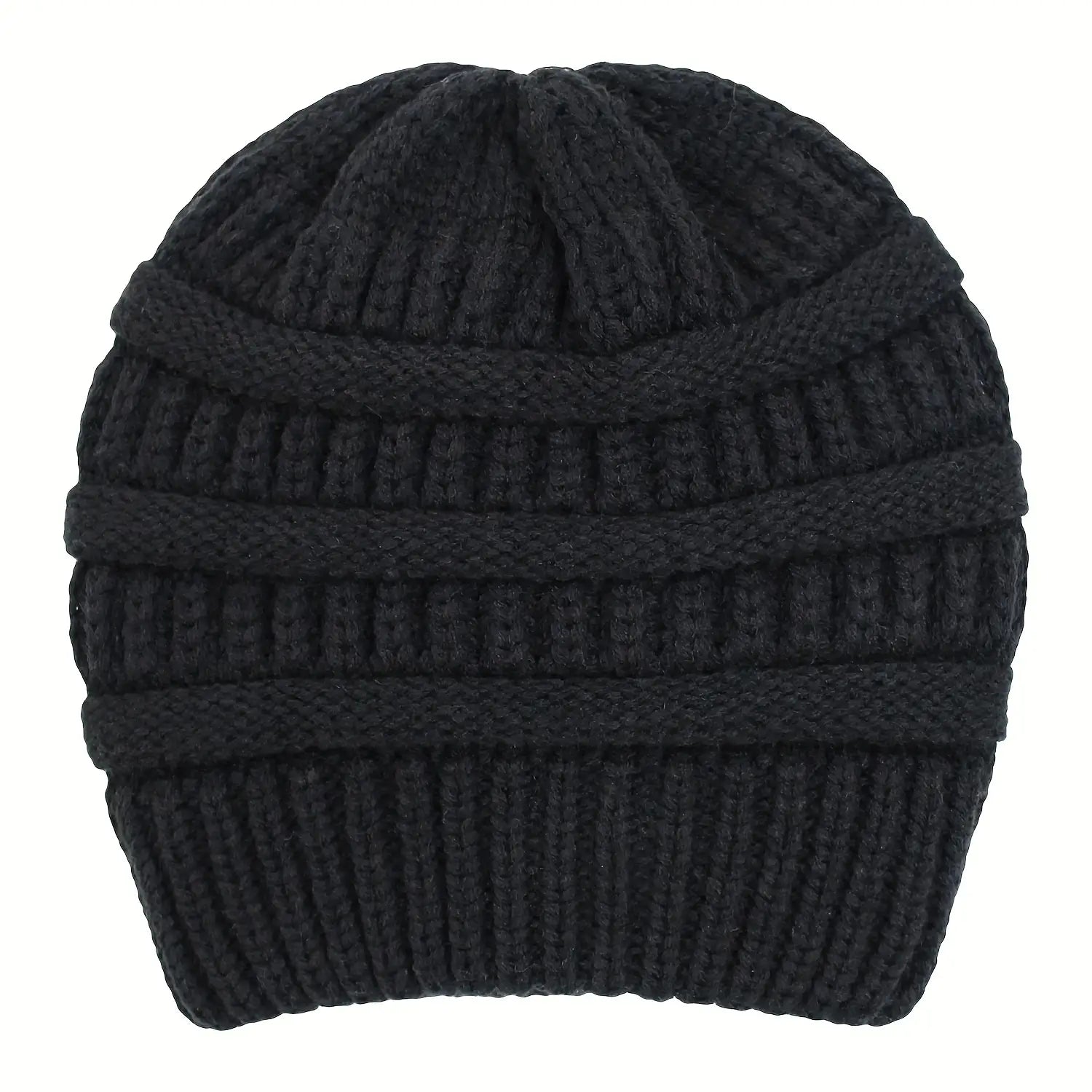 1pc Unisex Saitn Lined Knit Beanie Hat Acrylic Winter Slouchy Hats With Cuffed For Ski