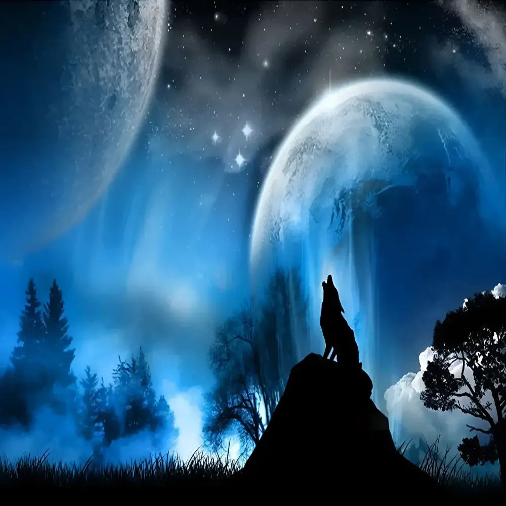 Howling wolf silhouette.