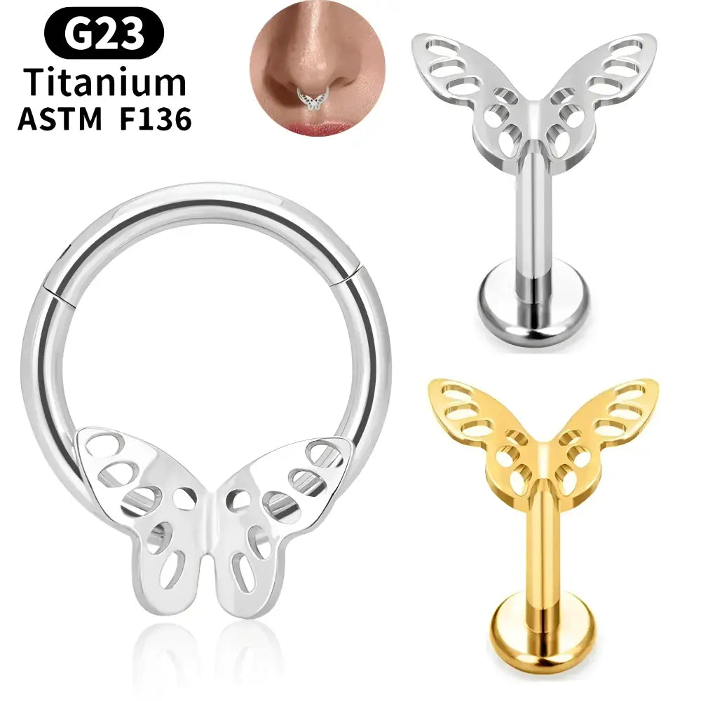Butterfly-shaped body jewelry.