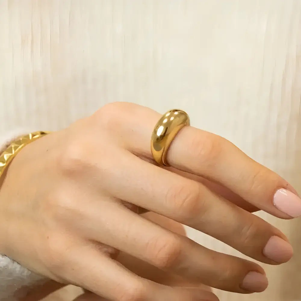 Gold dome ring.