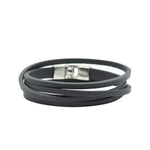 Double Wrap Slit Bracelet - Silver Hook Clasp