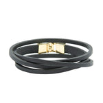 Double Wrap Slit Bracelet - Golden Hook Clasp
