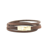 Double Wrap Slit Bracelet - Golden Hook Clasp