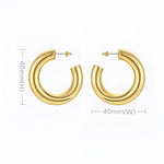 Pair of gold hoop earrings.