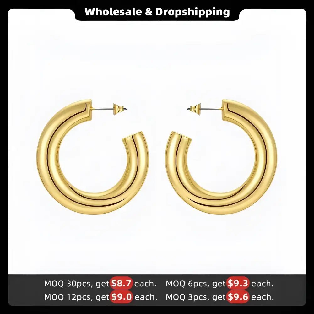 Pair of gold hoop earrings.